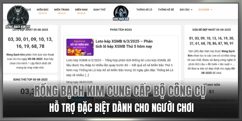 Rồng Bạch Kim cung cấp bộ công cụ hỗ trợ đặc biệt dành cho người chơi
